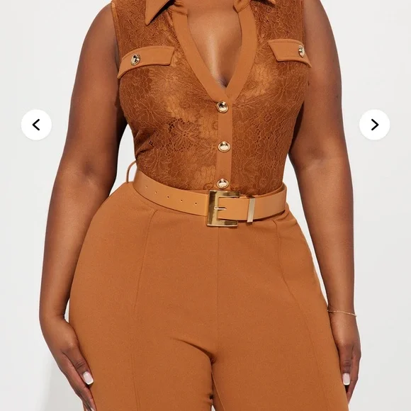 Fashion Nova Elegant Tan Women's Jumpsuit Size 2x - Picture 7 of 9